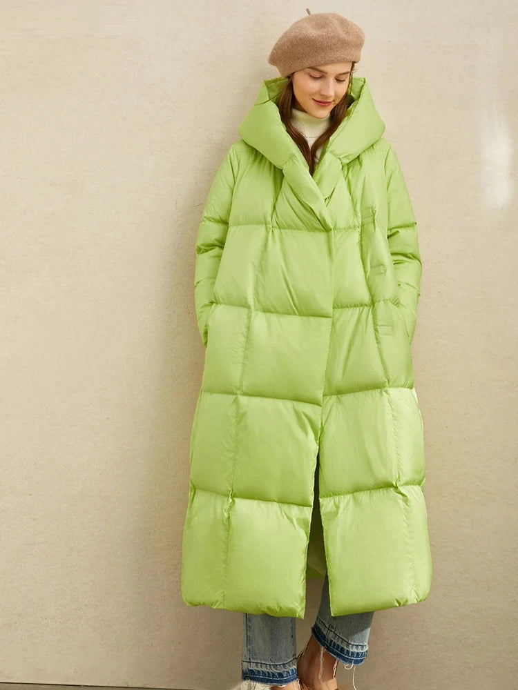 AMII Minimalist 2025 Down Jacket Coat Women Winter Warm Long Bread Puffer Coat Light Thick Quality Fashion Outerwear 12324060