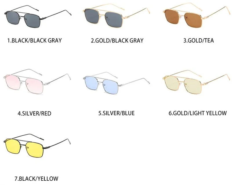 NEW Sun Glasses Unisex Double Beam Anti-UV Spectacles Personality Eyeglasses Simplity Ornamental Alloy Frame Sunglasses