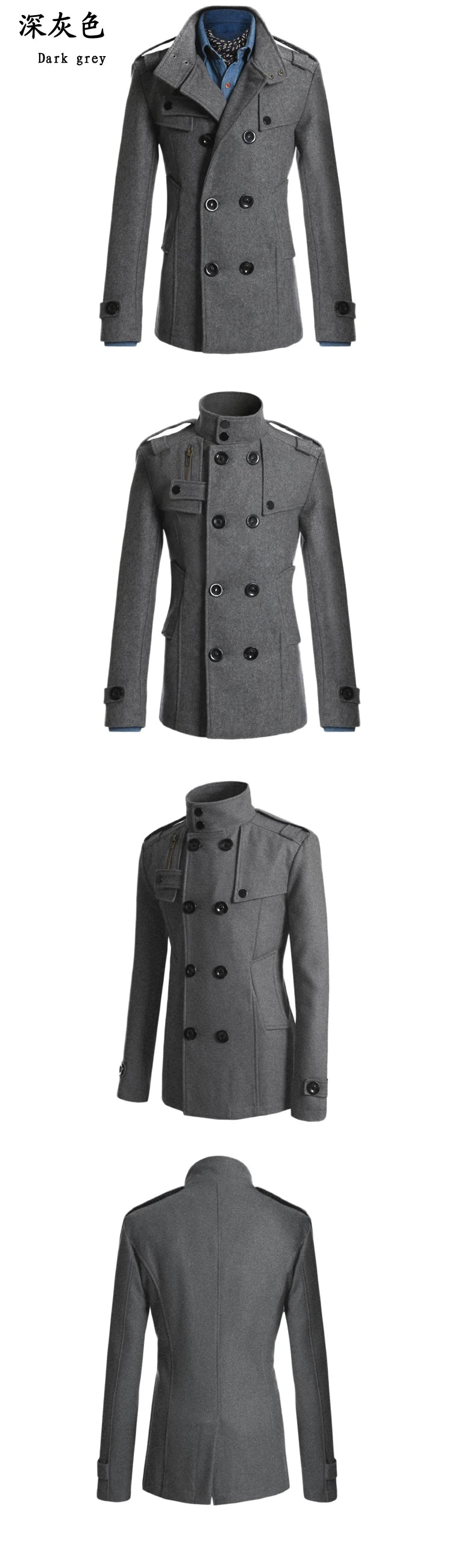 Men's Long Coat Winter Warm Woolen Overcoat Fashion Casual Lapel Button Gentleman Coat for Man High Street Top Coat