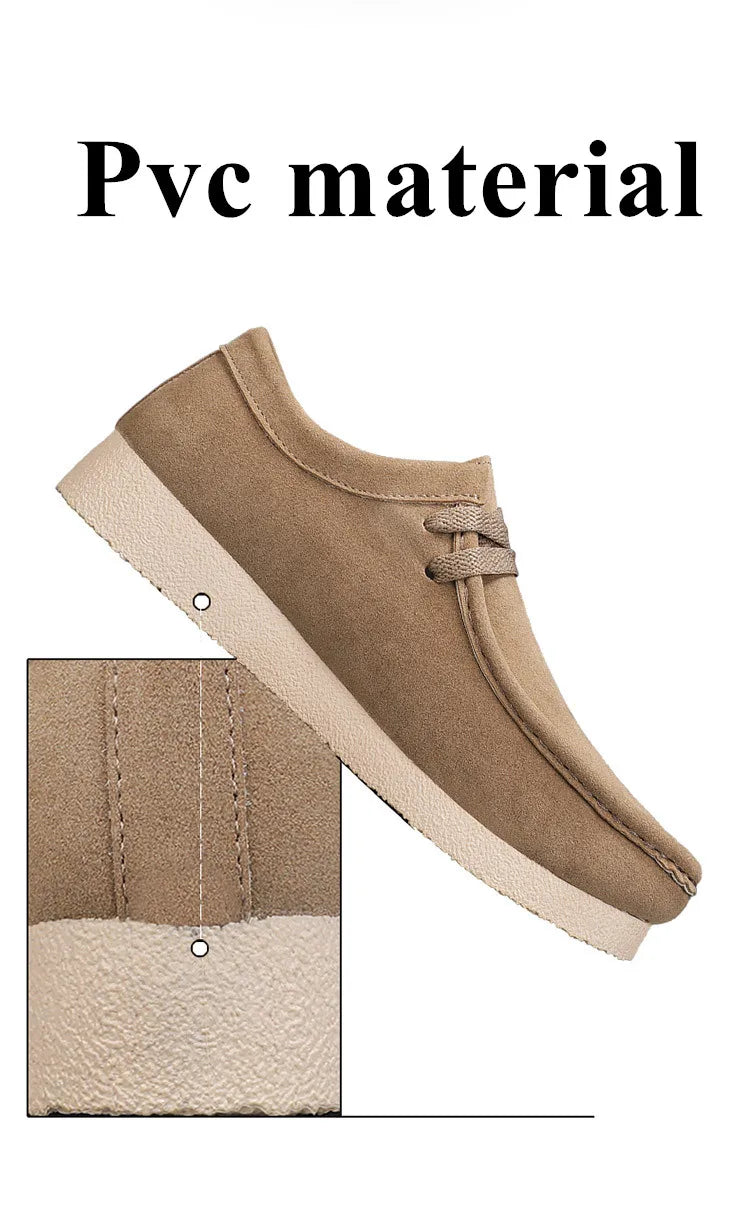 Fashion Khaki Casual Shoes For Men Suede Leather Loafers Men Platform Slip-on Men's Driving Shoes Lightweight Leisure Men Shoes