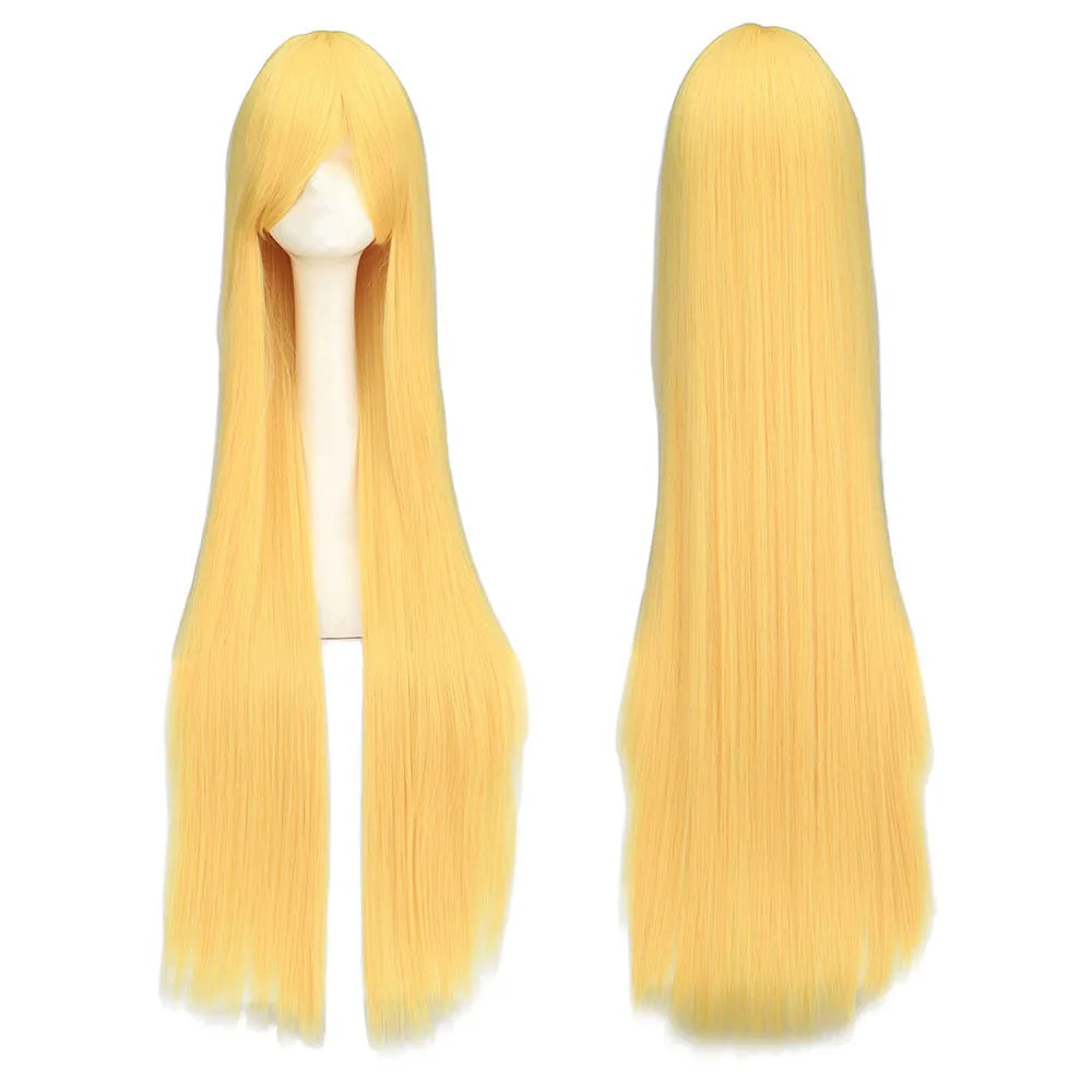 Long Straight Cosplay Wig Black Purple Black Red Pink Blue Dark Brown 100 Cm Synthetic Hair Wigs