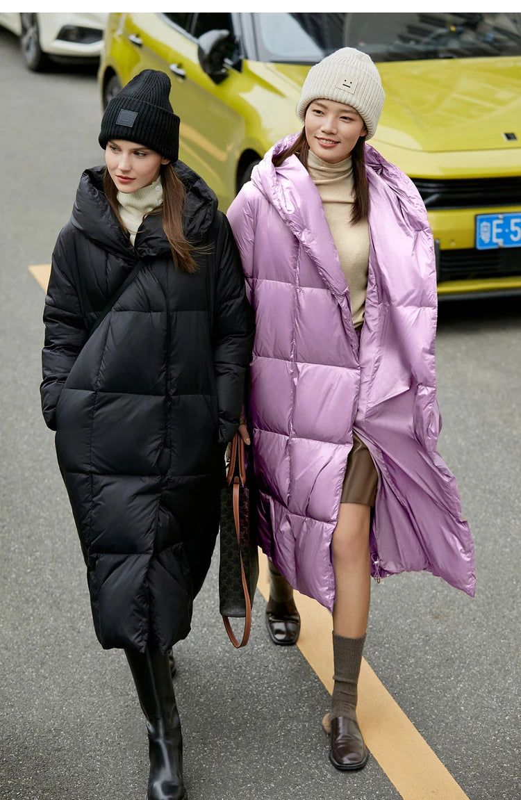 AMII Minimalist 2025 Down Jacket Coat Women Winter Warm Long Bread Puffer Coat Light Thick Quality Fashion Outerwear 12324060
