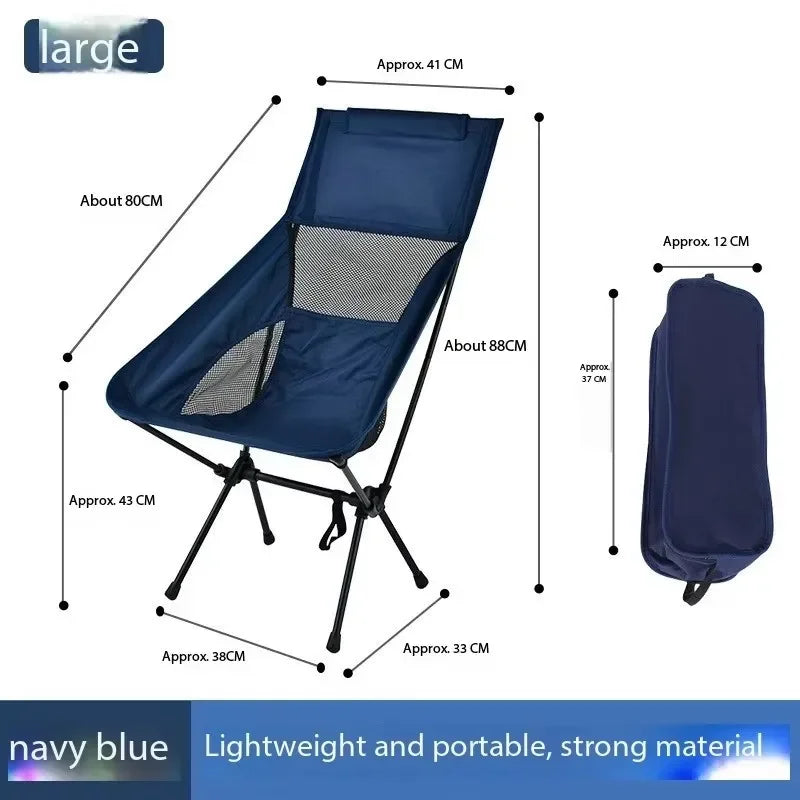 Outdoor Camping Chair Folding Moon Beach Chair Portable Leisure Travel BBQ Fishing Chairs Detachable Picnic Outdoor Furniture