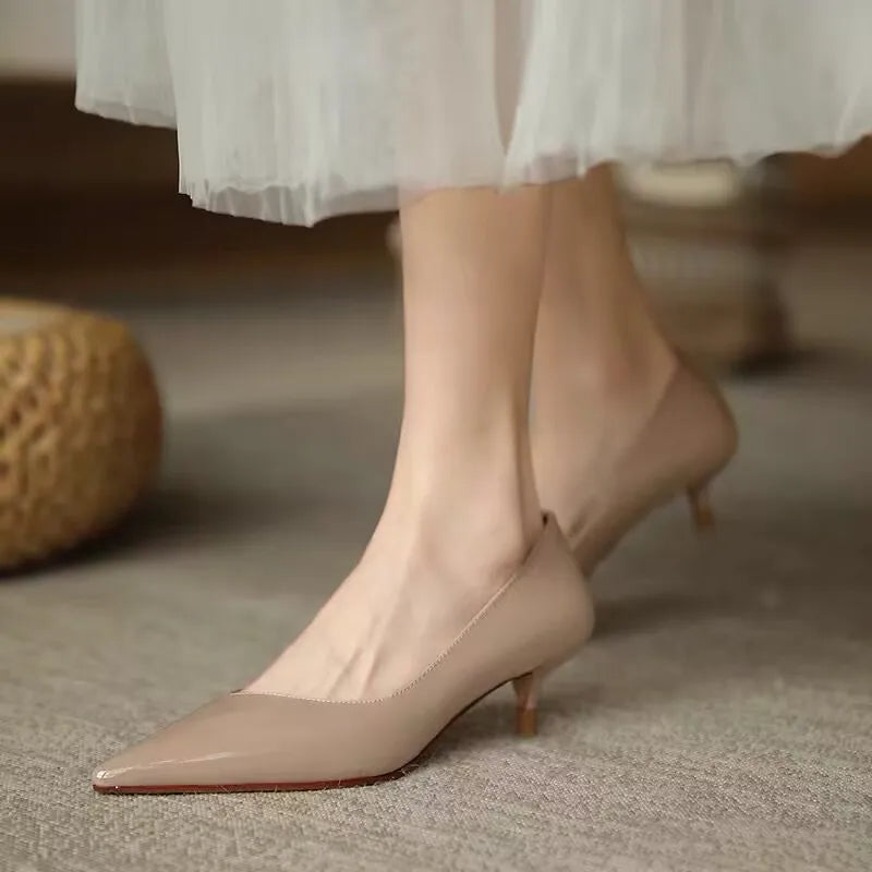 Shoes for Woman Blue Women's Summer Footwear Black Formal with Medium Heels Stilito Chic and Elegant Genuine Mark Shoe