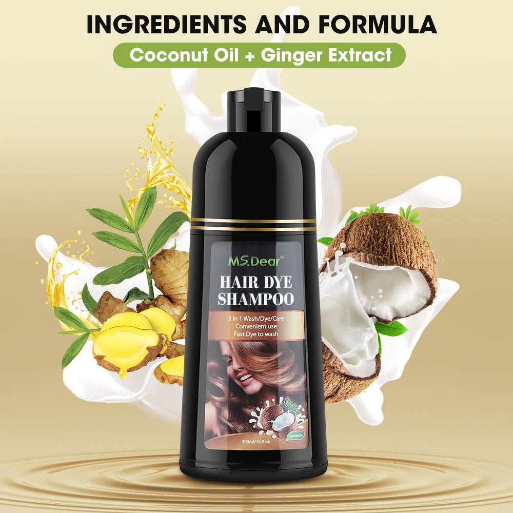 Hair Color Shampoo for Gray Hair 3 in 1 Black Hair Dye Shampoo for Women&Men Natural Herbal Safety Nourishing Hair Care Cream