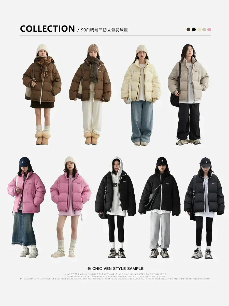 CHIC VEN Women Down Coats Solid 90 White Duck Down Stand Collar Female Down Jacket Warm Ladies Overcoat Autumn Winter 2024