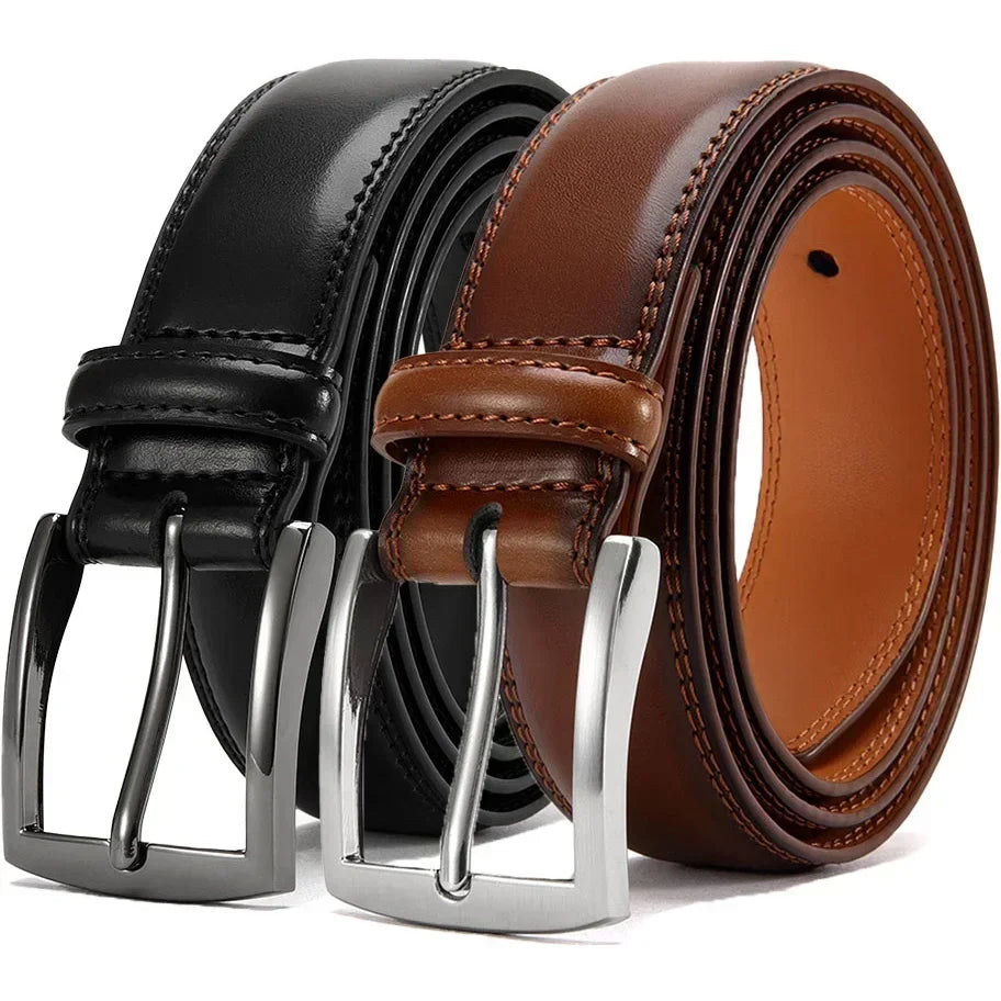 Men's Leather Belt Needle Buckle Belt Trendy New Casual Genuine Leather LONG Large Belts Cowhide Men's Belt Plus Size Men Belts