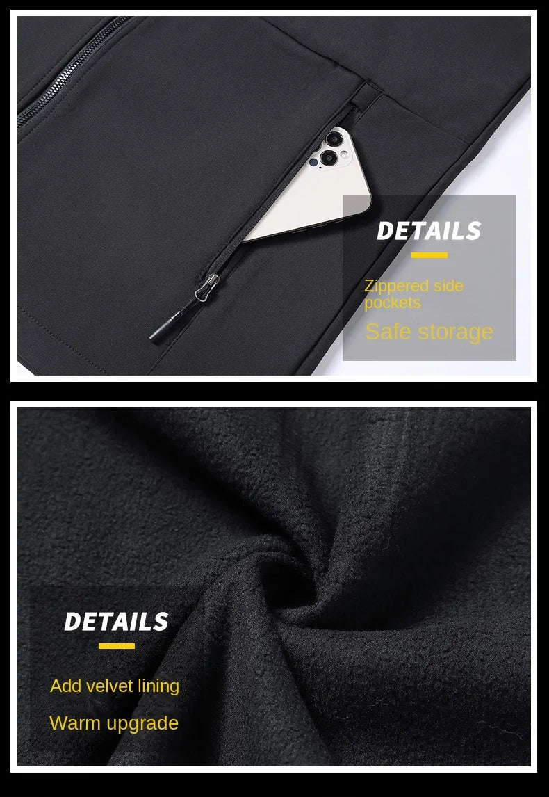 Soft shell thick vest men's autumn and winter work clothes plush jacket waterproof sleeveless windproof running sports vest