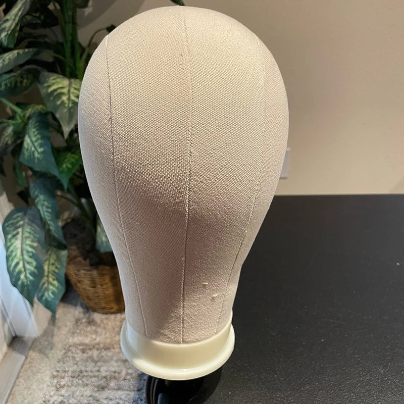 Wig Stand with Head Canvas Wig Mannequin Head for Hairstyle Display Making Wig Head Wig Supports Holder