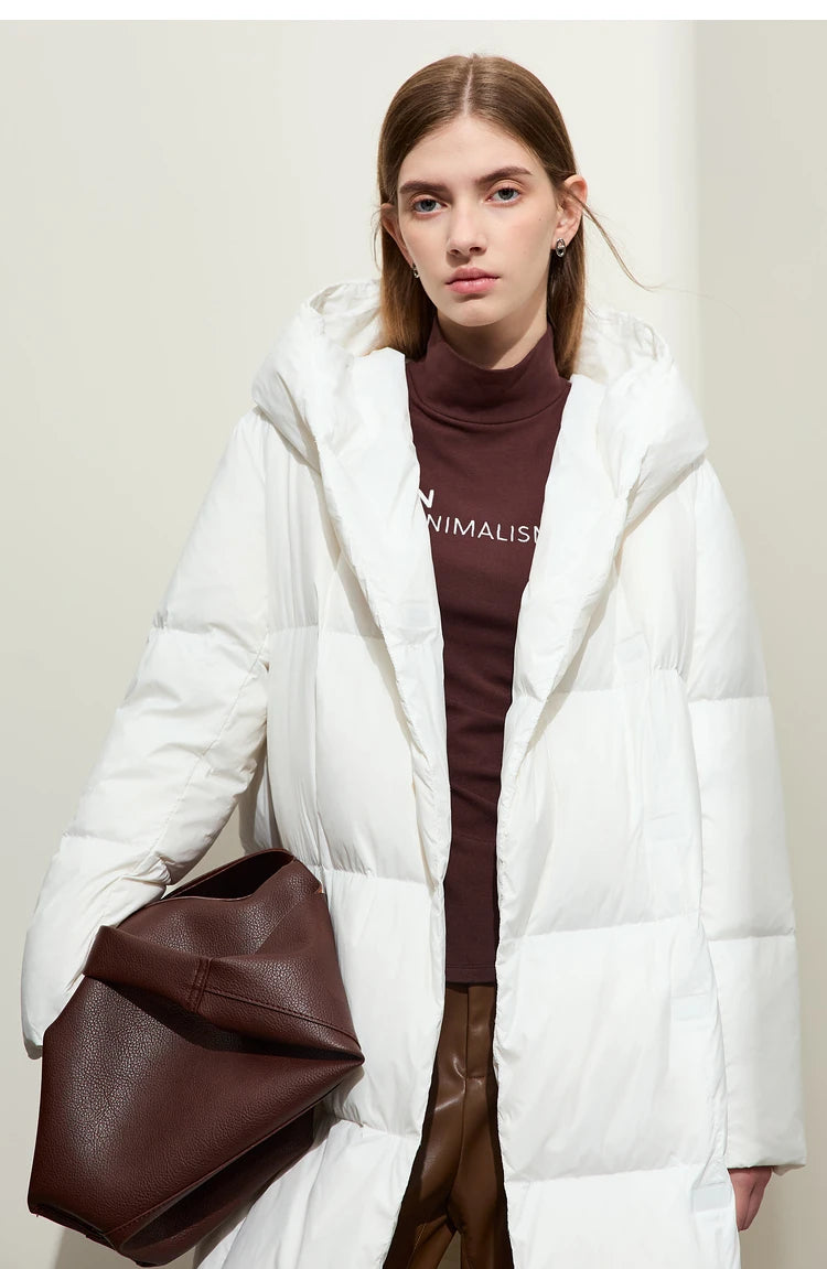 AMII Minimalist 2025 Down Jacket Coat Women Winter Warm Long Bread Puffer Coat Light Thick Quality Fashion Outerwear 12324060