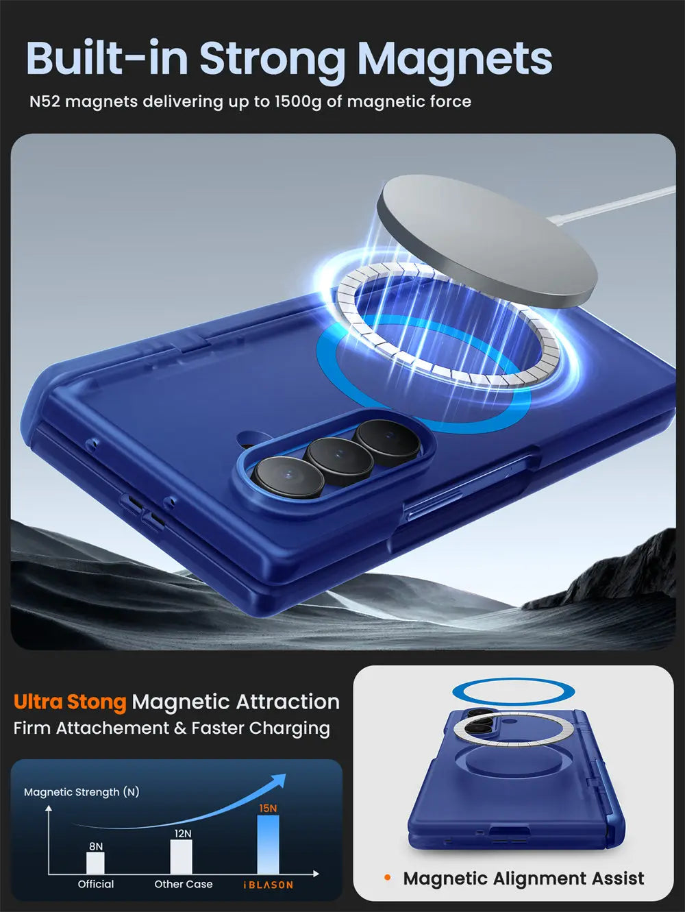 For Samsung Galaxy Z Fold 7 Case I-BLASON Cosmo Full Protective Hinge Protection Magnetic Case with MagSafe Stand & S Pen Holder