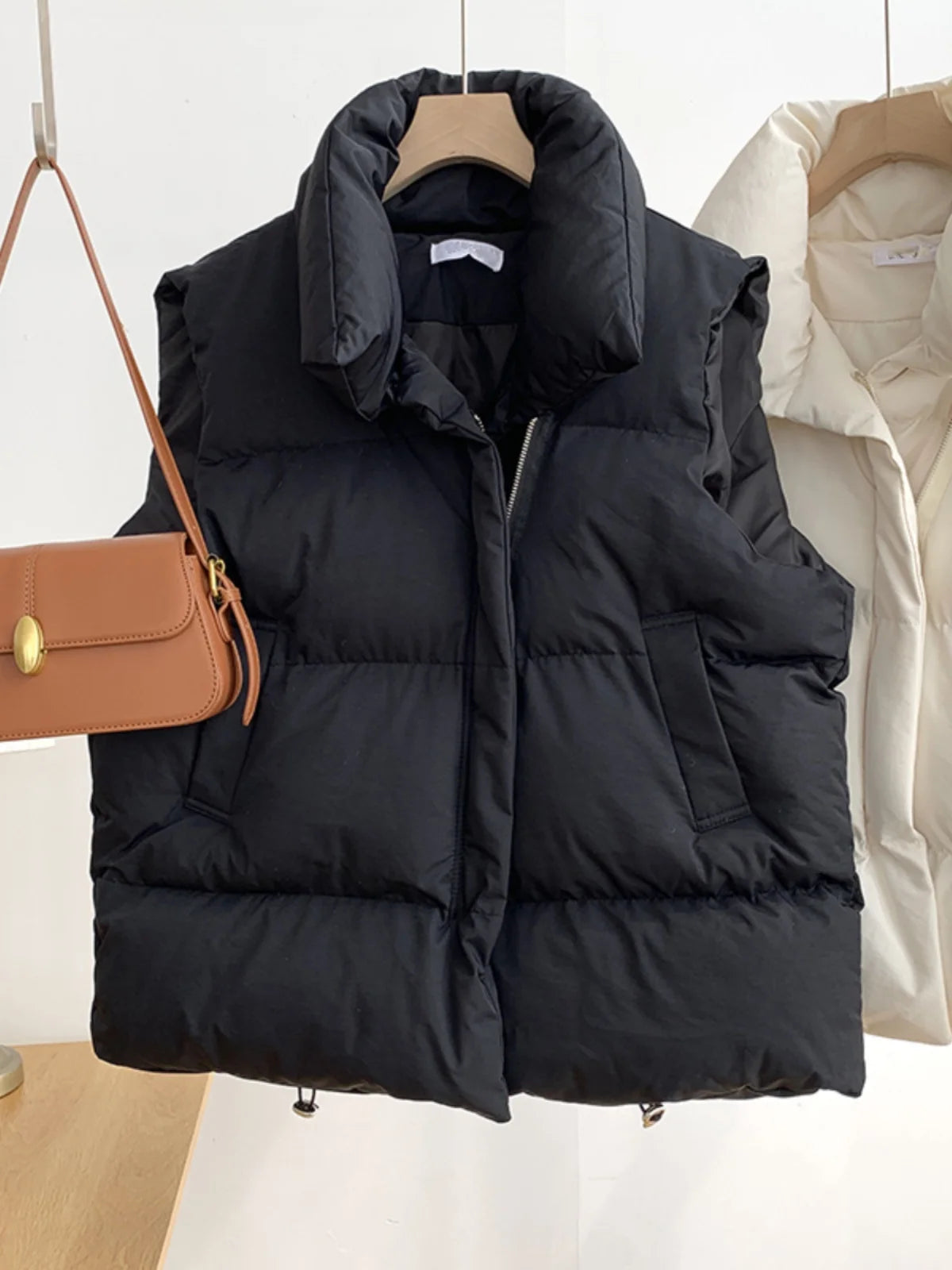 Loose down Feather Cotton Vest Bal Zipper Closure  Color Commute Sle Women's Vest Autumn Winter Faion Ladies' C...