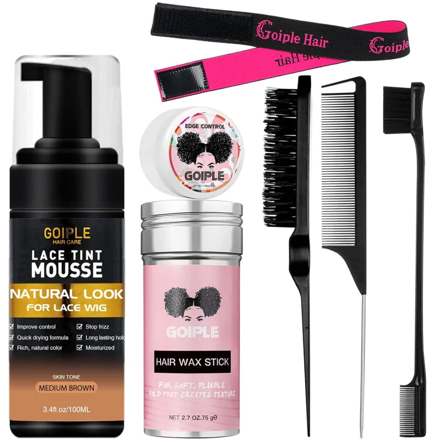 GOIPLE 200ML Lace Tint Mousse for Wig Grids Concealer Waterproof Melt Lace Dye Front Tint Spray Foam Quick Dry Wig Knots Healer