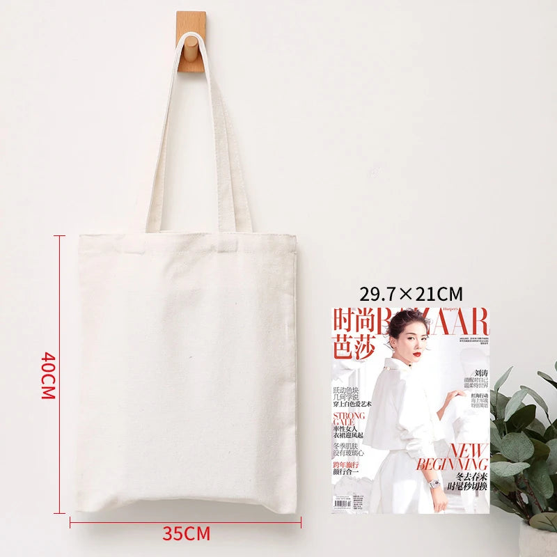 Wholesale Custom 50pcs/Lot Reusable Cotton Grocery Shopping Bags Printed logo High capacity Canvas Tote Bag