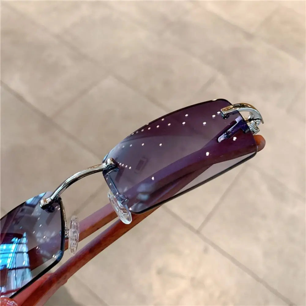 Trendy Punk Sunglasses Rimless Rectangle Sun Glasses for Men Women Fashion UV400 Driving Shades Frameless Gradient Eyewear