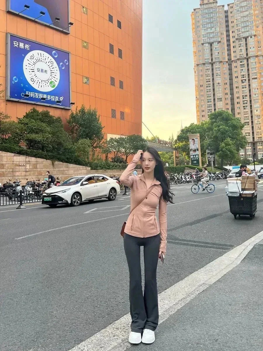 Yoga Clothes Women Define Jacket With Logo Wear Long Sleeve Full Zipper Sports Gym Workout Clothing Slim Fit Dupes Athletic