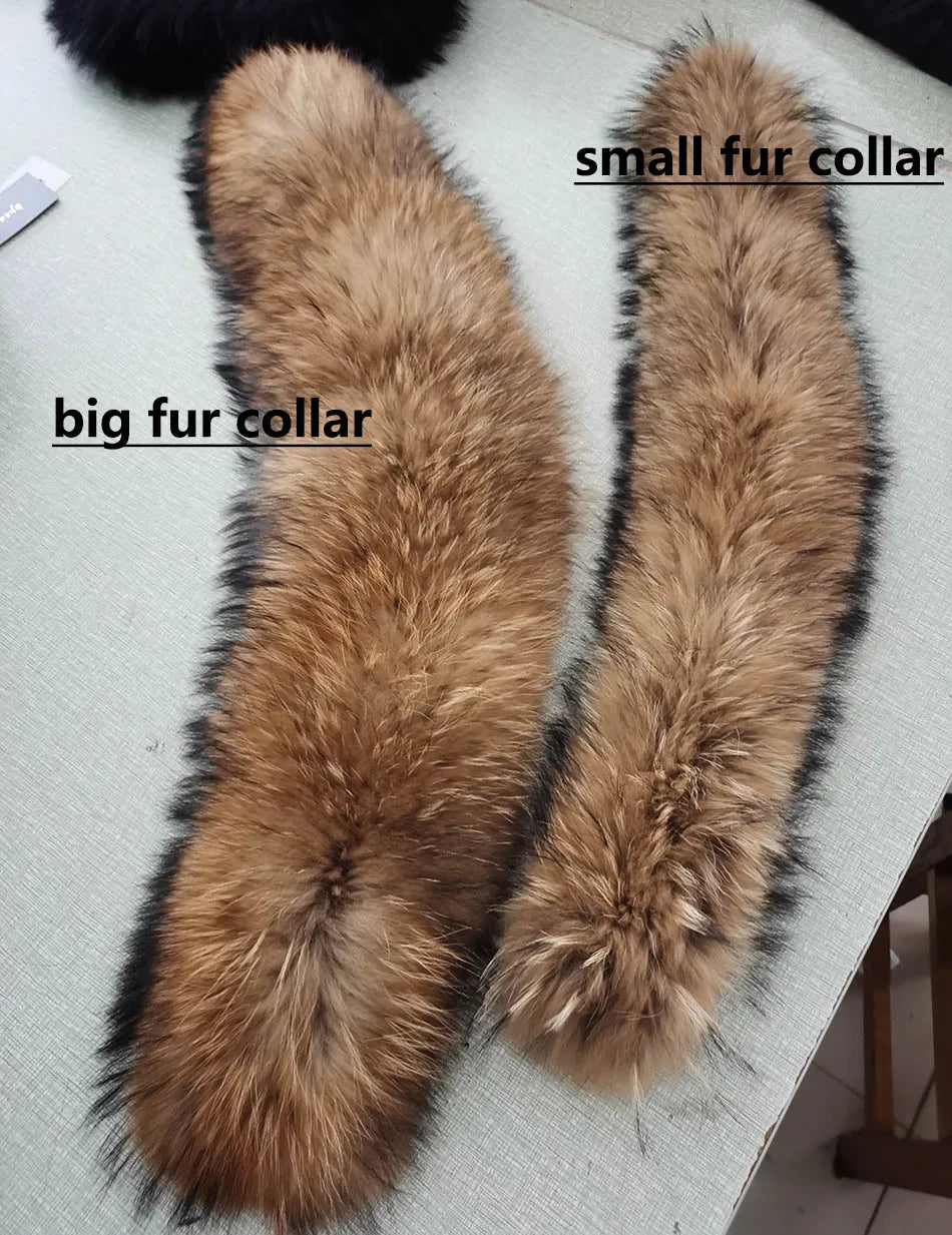 Maomaokong 2022 Women Winter Black Loose Long Down Jacket  Real Fox Fur Collar Hooded Fashion Waterproof Female Extra Large Coat