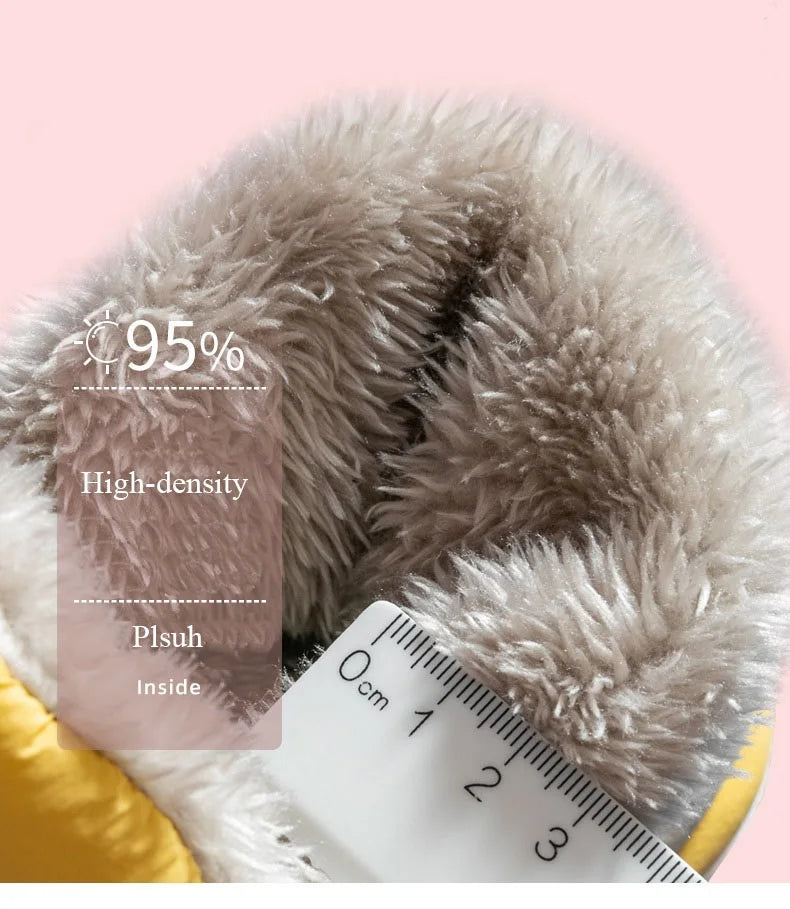 WDZKN Fashion Women Home Cotton Shoes Winter Warm Plush Slip On Slippers Waterproof Down Soft Bottom Indoor Couple Outside Shoes