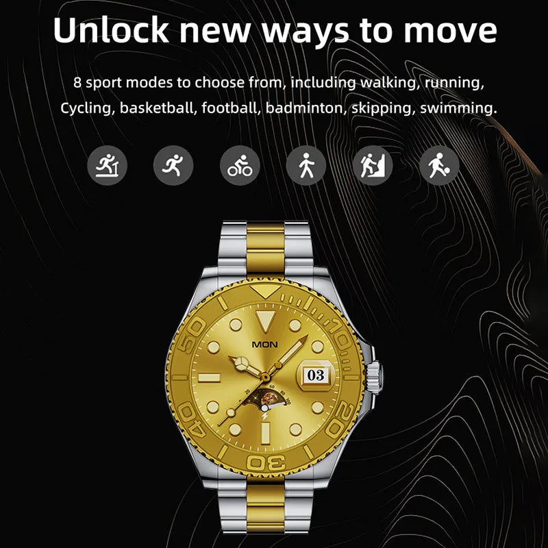 Luxury Smartwatch Smart Watch Men Yacht Range Master Smart Clock with Calls Aiweile AW46 AMOLED Screen Sports Modes for Android