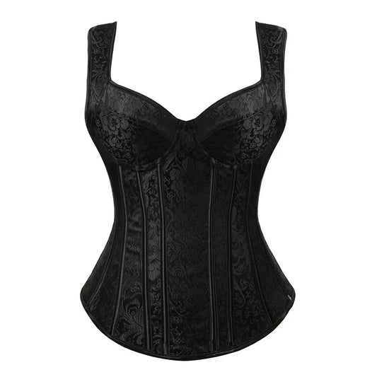 Women's Corsets Flower Embroidery Corset Vintage Strap Bustier Jacquard Zip Corsage Push Up Korsett Lace Bustiers Party Costume