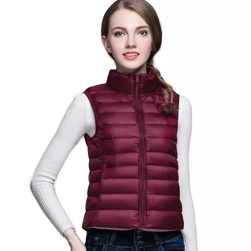 Autumn Ultra Lightweight Portable Tank Top Sleeveless Duck Down Coat Slim Fit Standing Collar Women's Down Vest Women's Coat