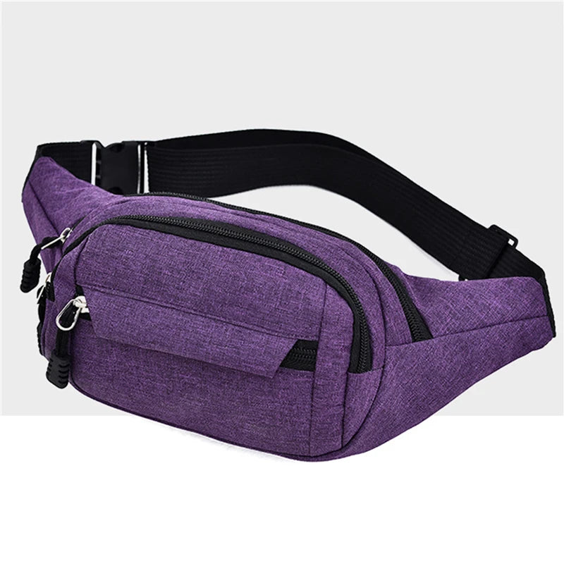 Waist Packs Waterproof Outdoor Sports Bag Unisex Canvas Pouch Fanny Pouch Solid Color Women Men Zipper Crossbody Male Bag