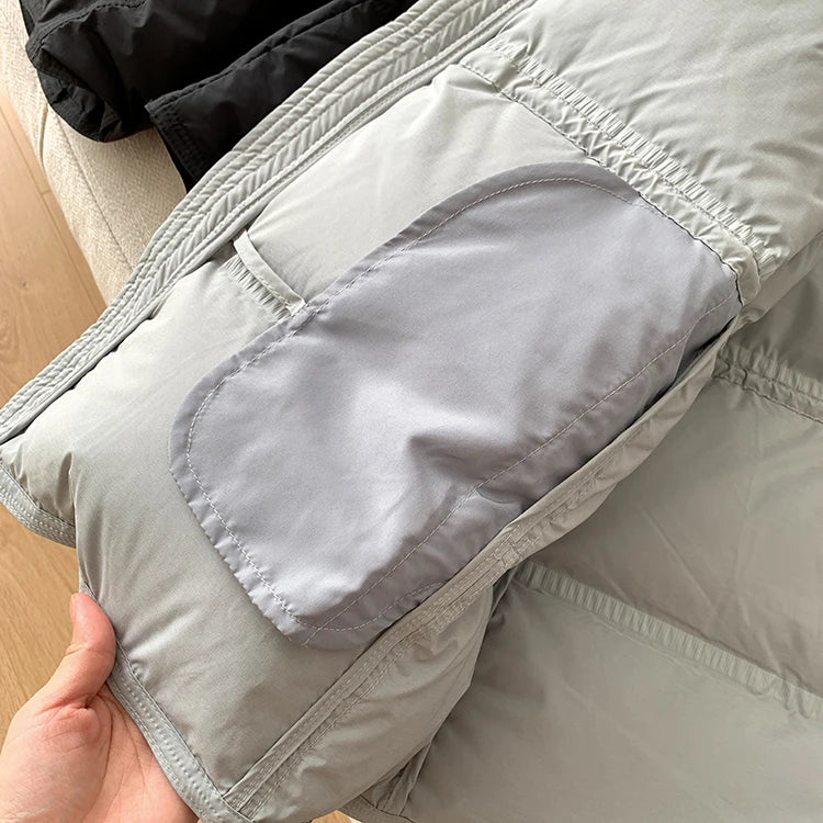 2023 New Autumn Winter Women Fashion Hooded 90% White Duck Down Coat Lady Slim Thick Warm Zipper Drawstring Lace-up Snow Jacket