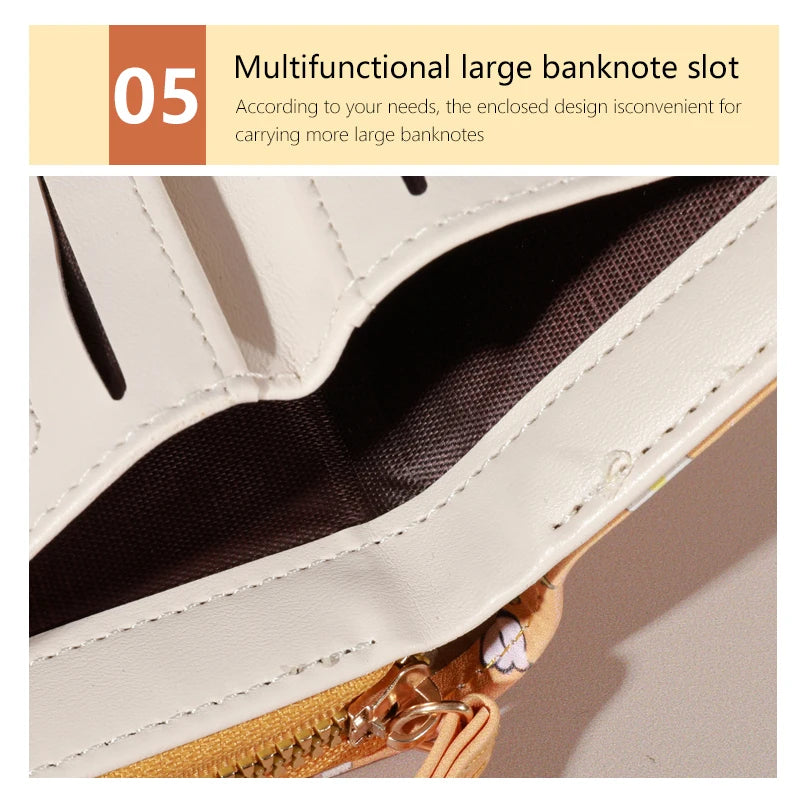 Flower patterned credit card holder for women or men's small card case with zipper hand-held wallet
