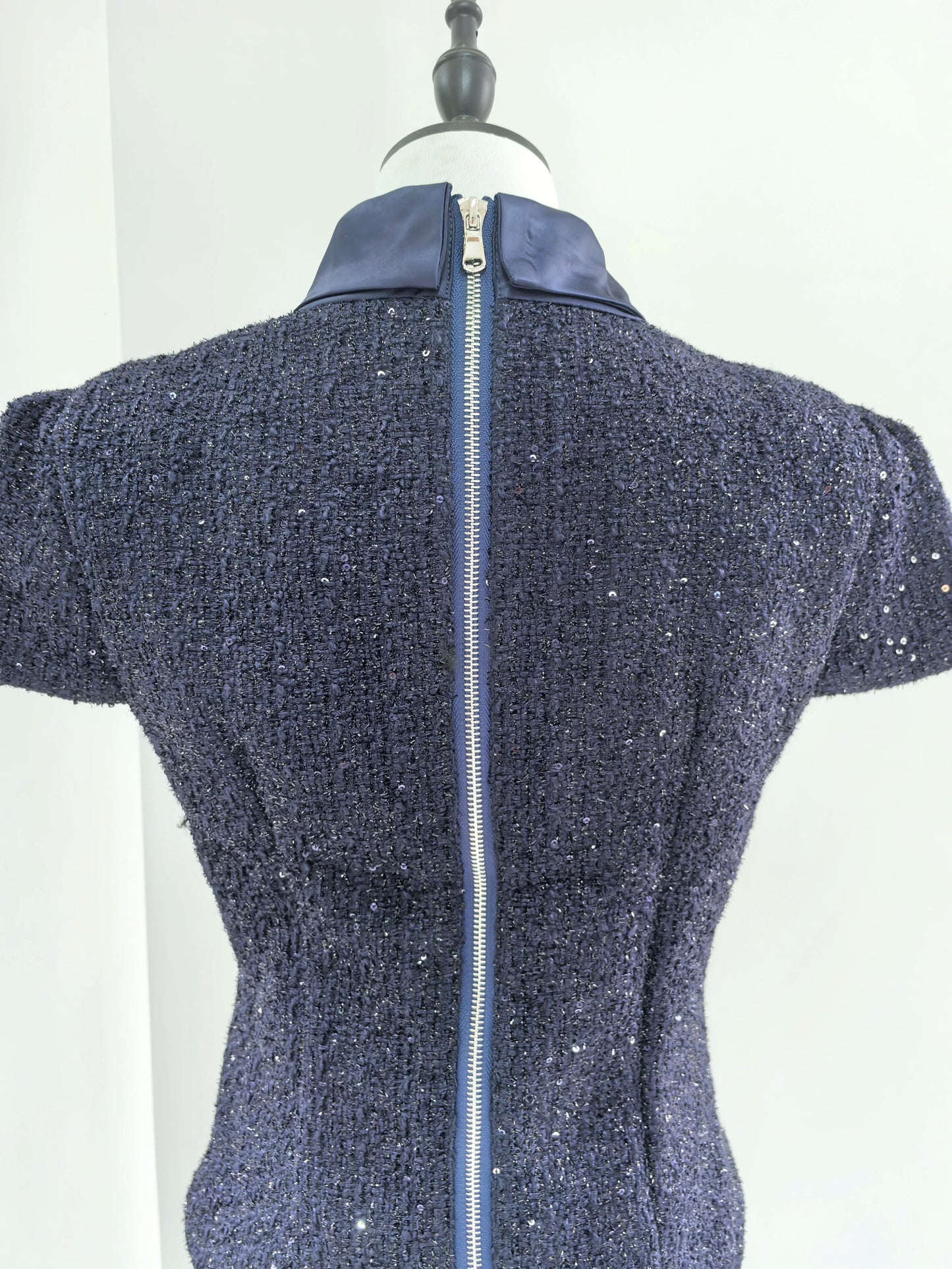 Maxi Formal Luxury Evening Dresses Women Summer Autumn Single Breasted Crystal Satin Tweed Long Dress Blue Party Dinner Vestidos