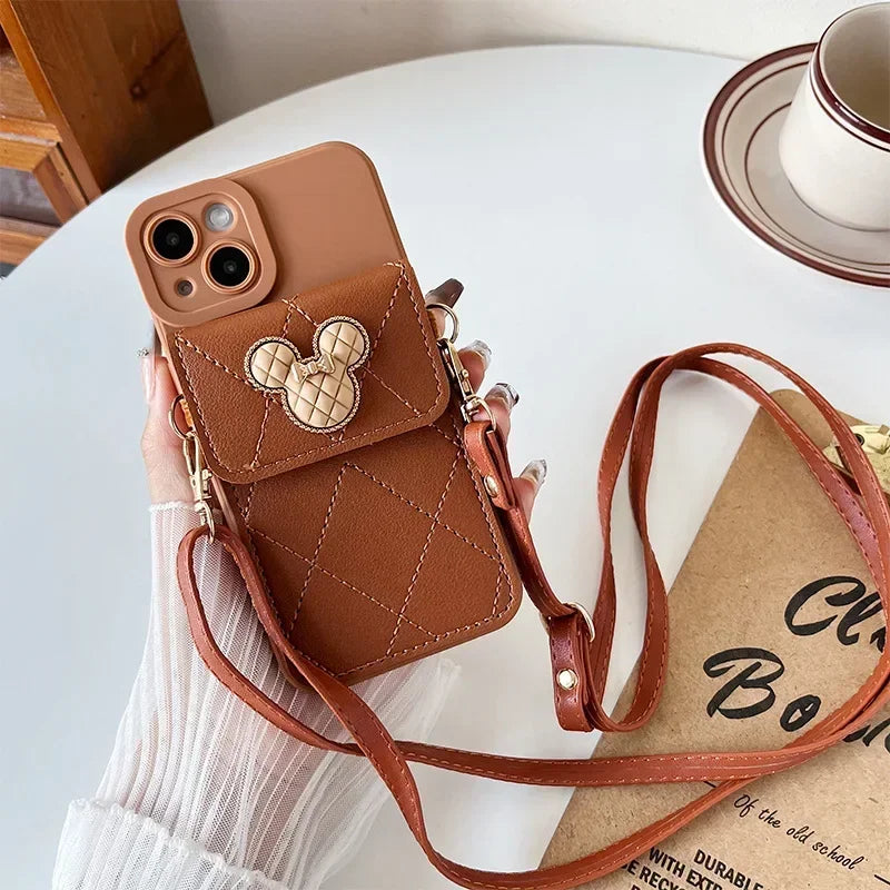 Cartoon Diamond Leather Wallet Case for Xiaomi Mi 14T 13T 12T 11T Redmi Note 14 Pro A5 14C Card Holder Crossbody Lanyard Cover