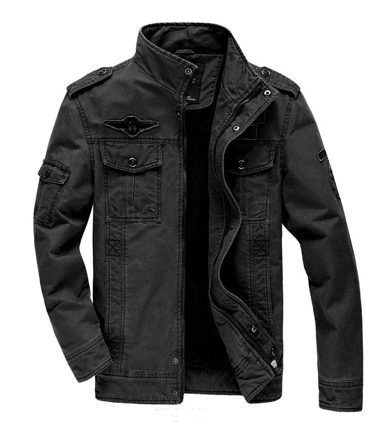 FGKKS 2023 Military Loose Men's Jacket New Autumn Casual Cotton Workwear Jacket High-Quality Design Bomber Jackets Male