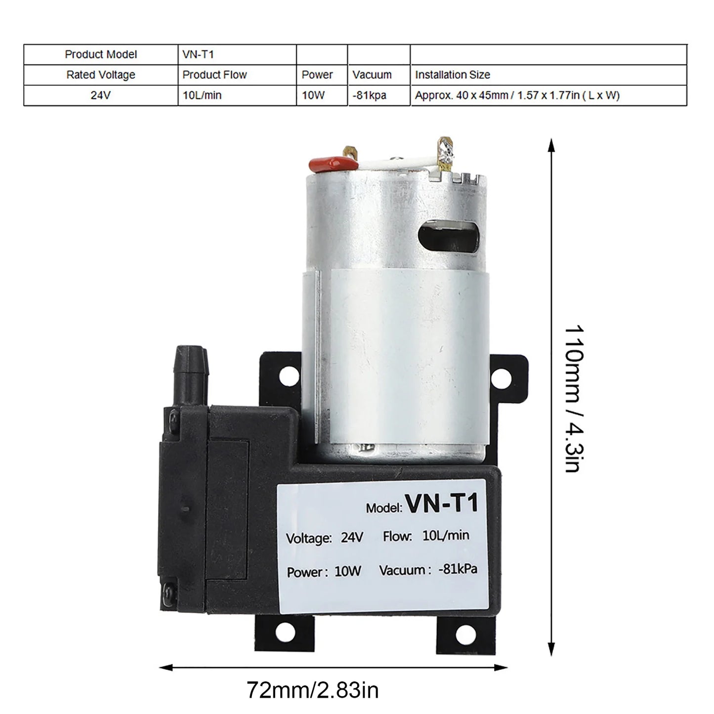 VN T1 Micro DC Vacuum Pump Mechanical Parts Low Noise Industrial Accessory