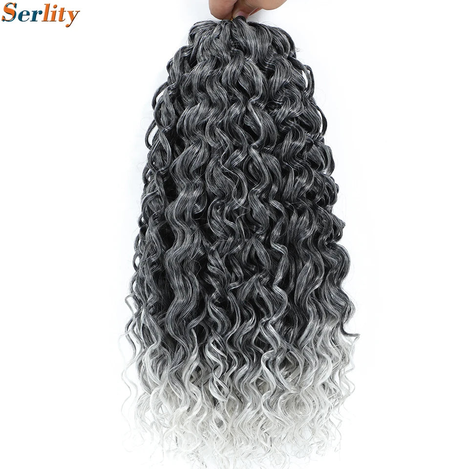 GoGo Curl Crochet Hair 14inch Curly Ocean Wave Synthetic Braiding Hair Jet Black Beach Curl Water Wave Deep Twist Crochet Braids