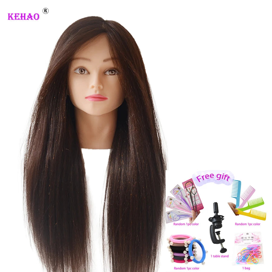 85%Real Hair Doll Head For Hairstyle Hairdressing Professional Mannequin Head Styling To Practice Hot Curl Iron Straighten