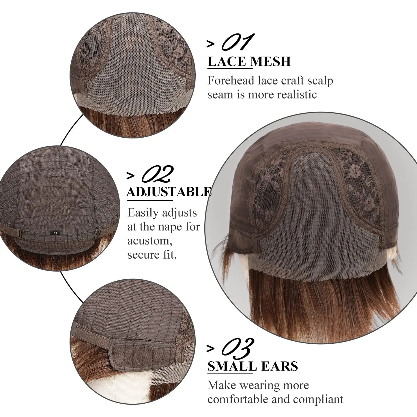 Short Brown Human Hair Wigs with Bangs HD Lace Frontal Wig Remy Human Hairs Brown Bob Pixie Cut Straight Glueless Wigs for Women