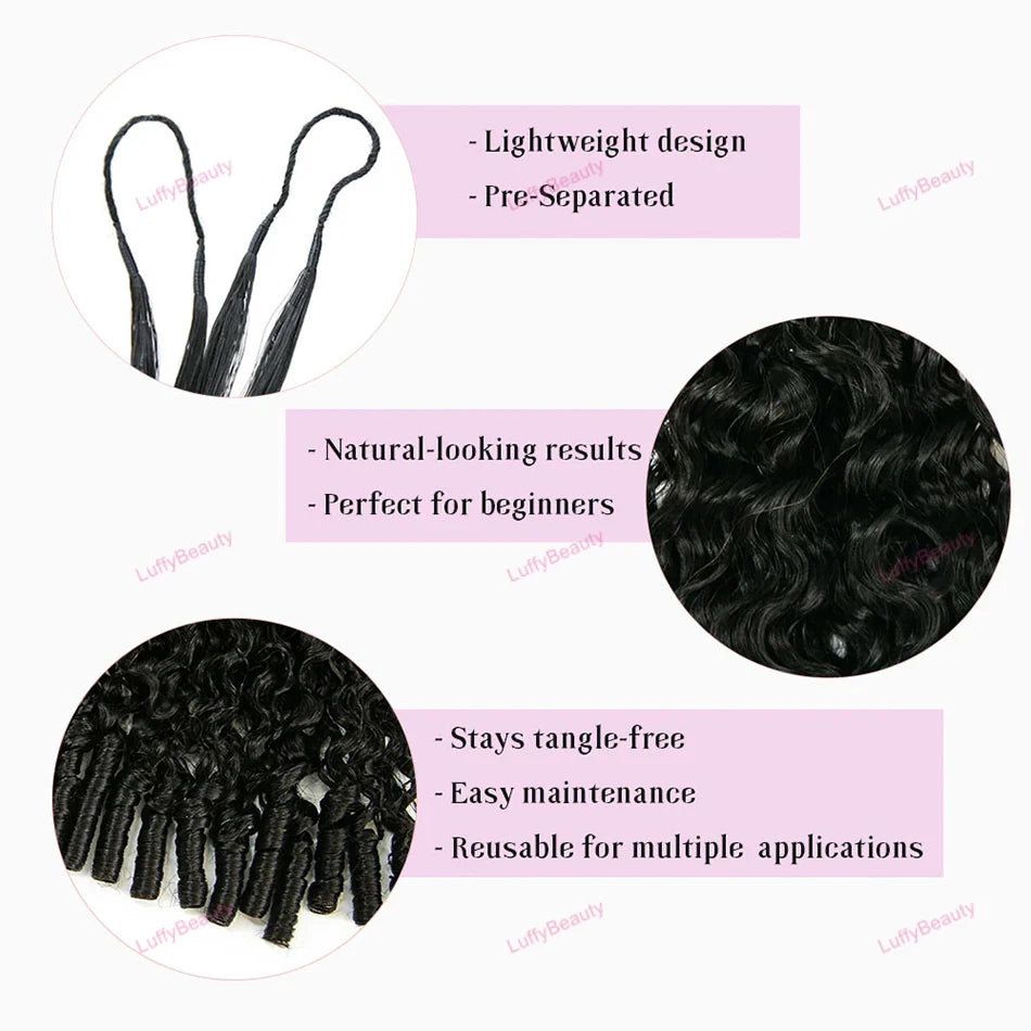 Curly Crochet Human Hair Knotless Pre-Separated Crochet Hair Water Curly With String Pre-Looped Feather Hair Extensions