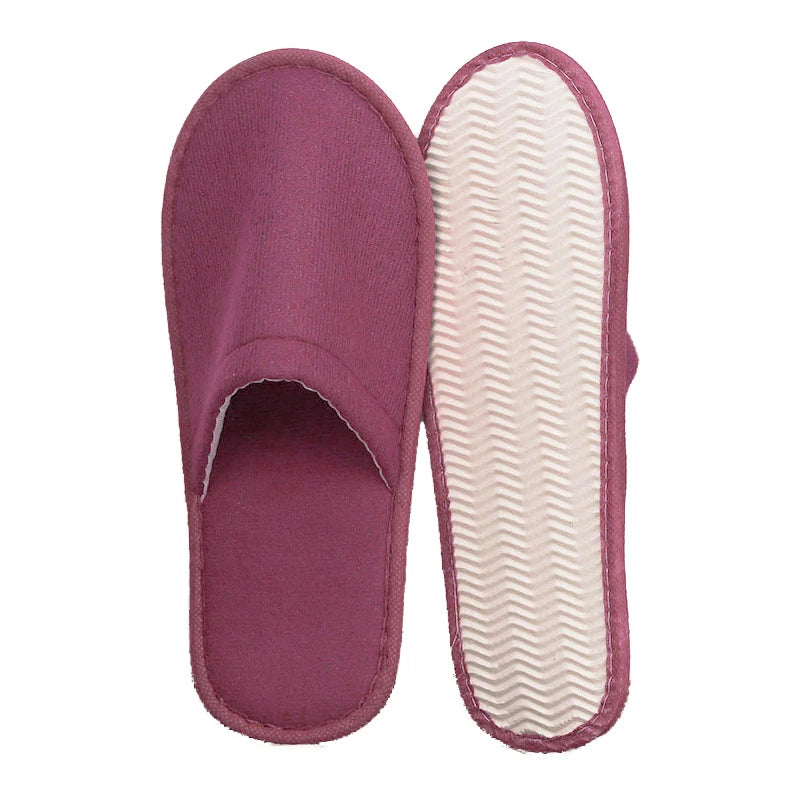 1 Pair Hotel Slippers Men Womens Top Quality Velvet Travel Disposable Cotton Home Hospitality Shoes Cheap SPA Guest Slides