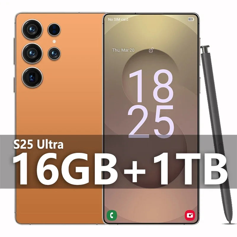2025 NEW HOT S25 Ultra 22GB 2TB 7.3inch HD Global Edition Original Smart Dual Card 8000mAh Battery Facial Recognition Function