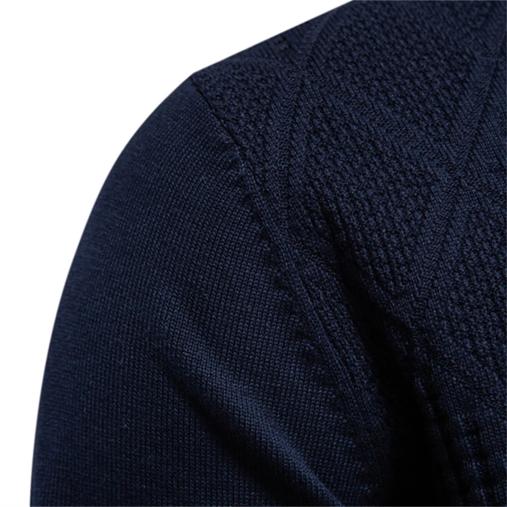 2023 New Autumn Cotton Polo Neck Sweaters for Men High Quality Pullover Knitted Sweater Men England Style Casual Social Pull Men