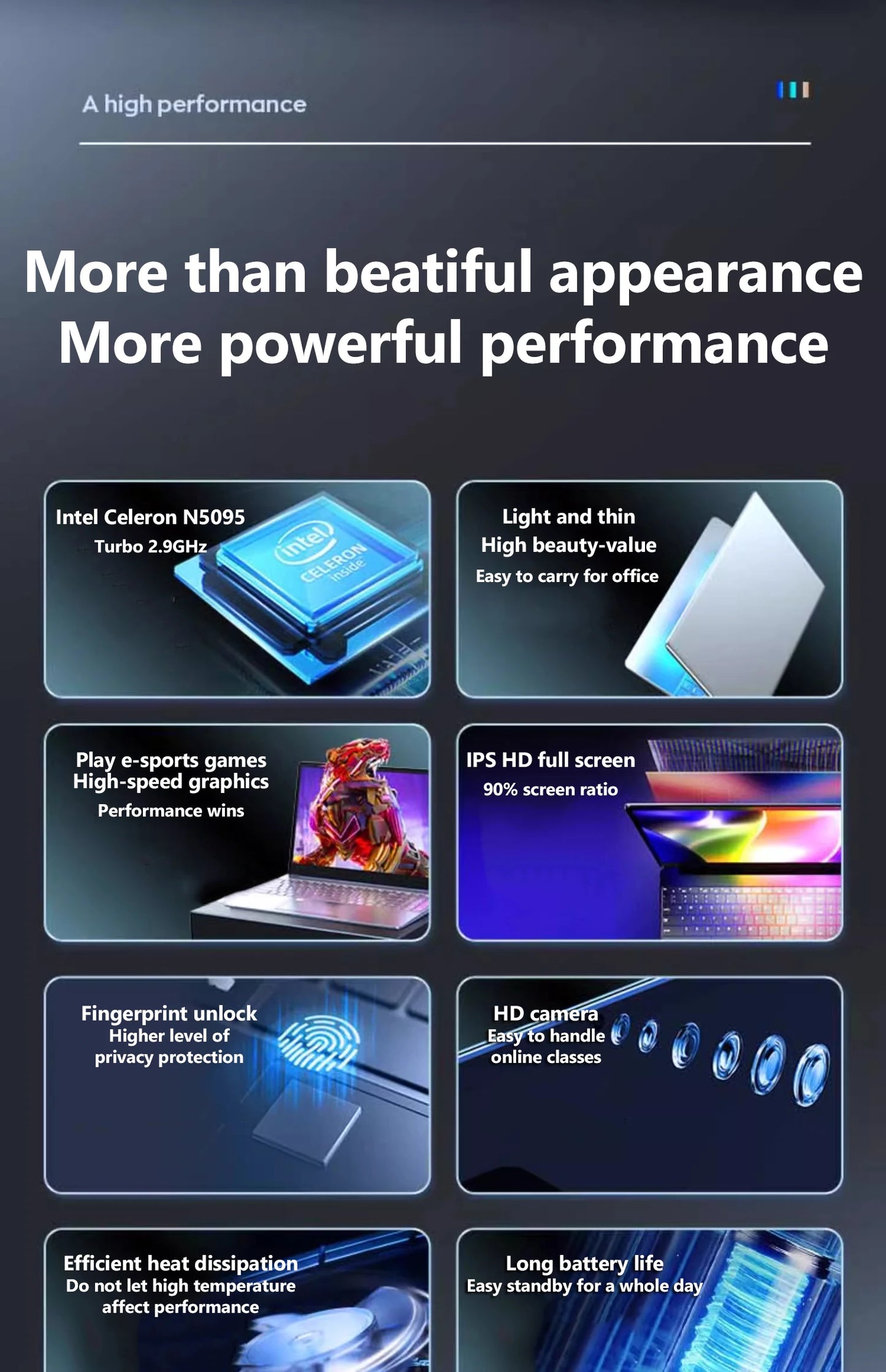 15.6" 11th Gen Celeron N5095 Windows 11 Pro commercial office work Laptop - 16GB 32GB RAM MAX 2TB SSD -2.4G 5.0G WiFi Bluetooth