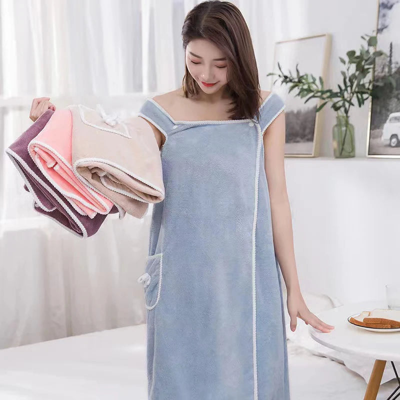 Bathroom Wearable Bathrobe Towel Dress Women Shower Female Soft Bath Towel For Adults Lady Home Textiles Bath And Sauna Towels