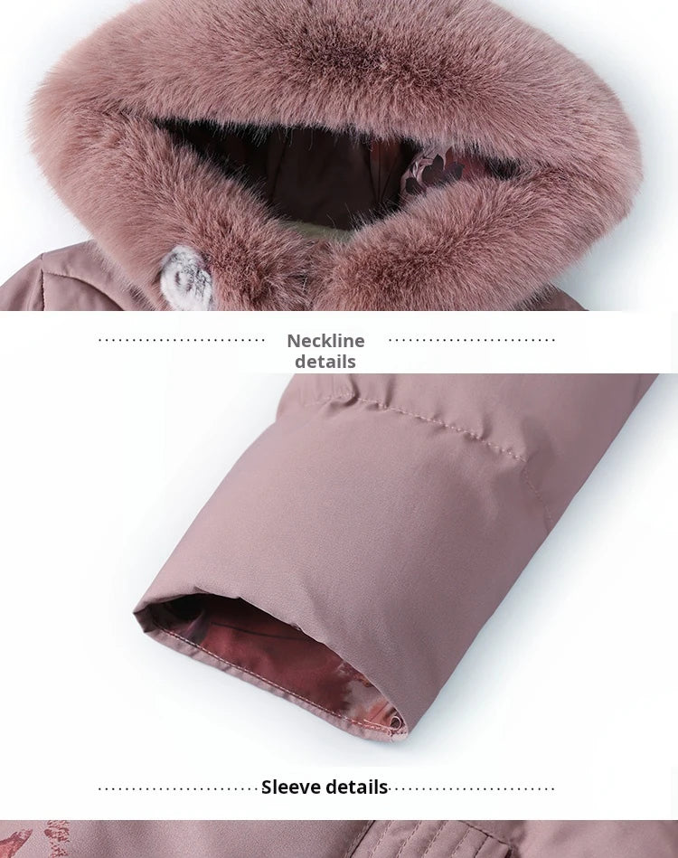 Women's Clothes Middle Aged Women Winter Jacket Long Warm Parkas Female printing Coat Thicken Cotton Padded Hooded Jacket