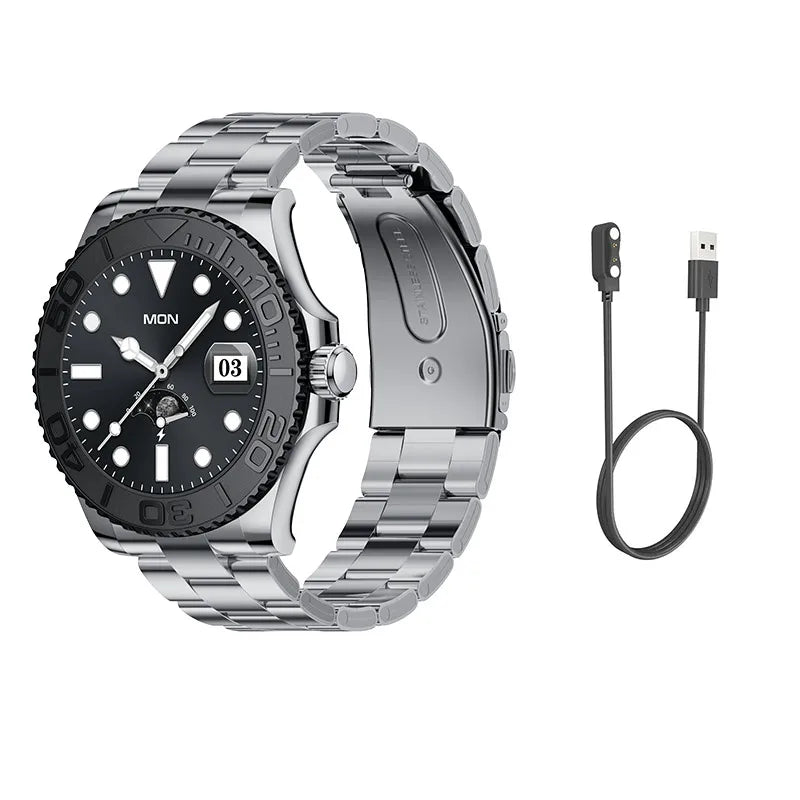 Luxury Smartwatch Smart Watch Men Yacht Range Master Smart Clock with Calls Aiweile AW46 AMOLED Screen Sports Modes for Android