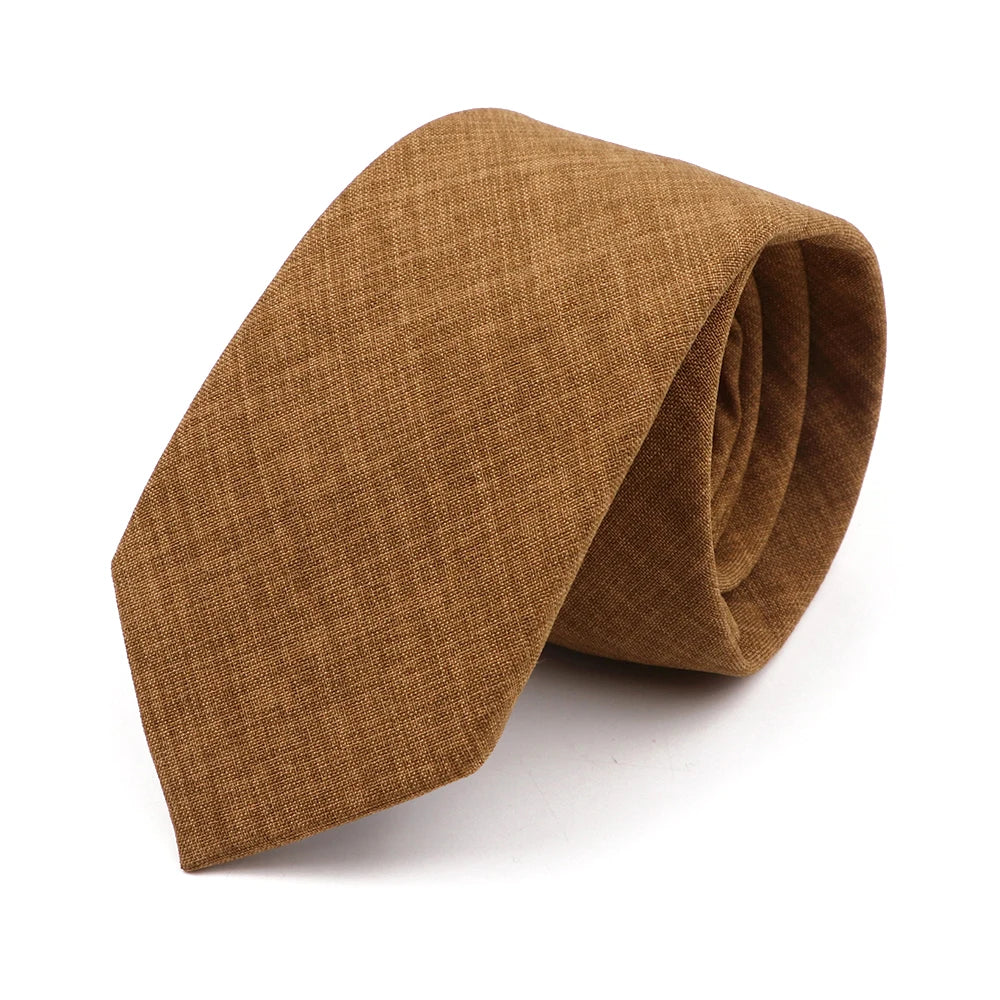 Novelty New Solid Color Ties For Men 100%Cotton Handmade High Quality Necktie Pink Green Orange 6.5cm Skinny Slim Ties Accessory