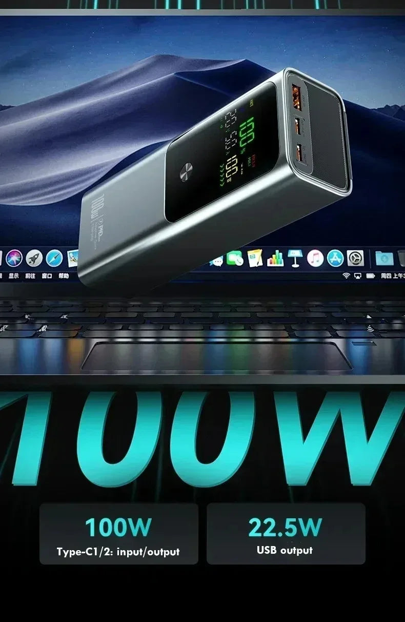 80000mAh Large Capacity External Power 100W Super Fast Charging Mobile Power Can be Charged Laptop Safe Portable Power Bank