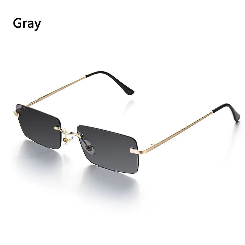 Trendy Punk Sunglasses Rimless Rectangle Sun Glasses for Men Women Fashion UV400 Driving Shades Frameless Gradient Eyewear