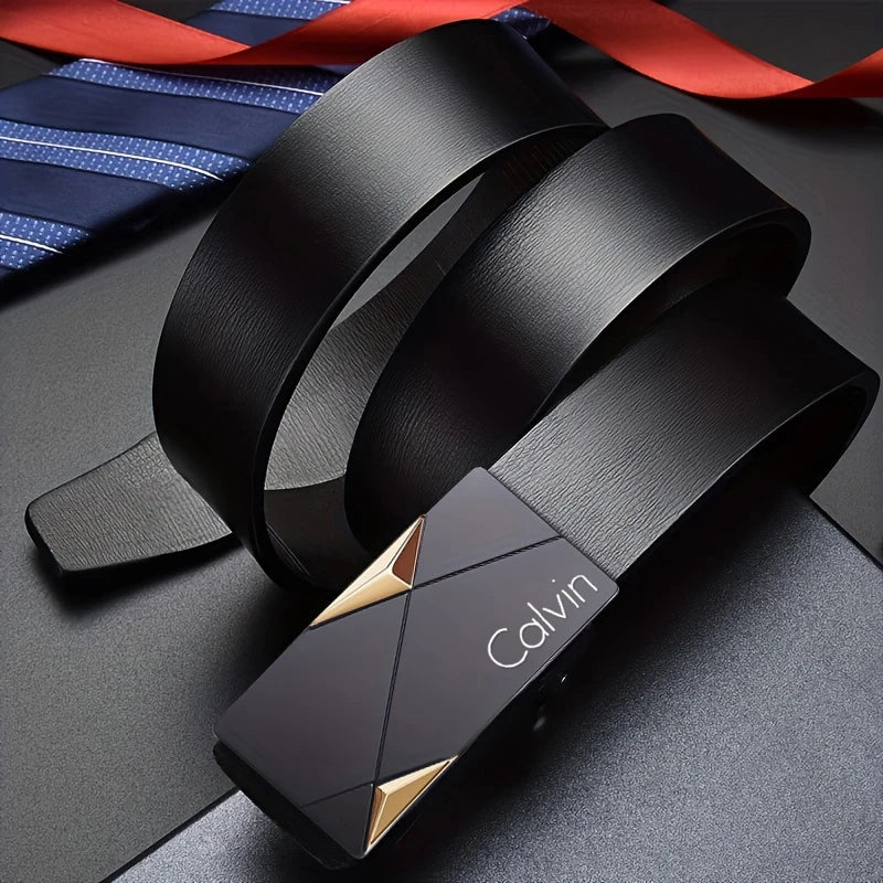 Stylish Men's PU Leather Belt - Fashion Belts for Daily Life, Leisure, Party, Festival, Work, and Business Automatic Buckle