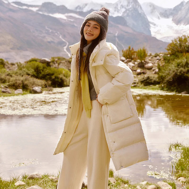 Semir Down Coat Women Long Three-proof Windproof Warm 2025 Winter New Loose Hooded Versatile Jacket