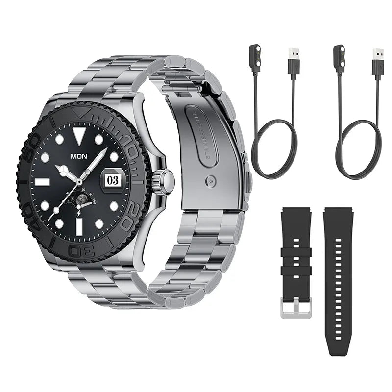 Luxury Smartwatch Smart Watch Men Yacht Range Master Smart Clock with Calls Aiweile AW46 AMOLED Screen Sports Modes for Android