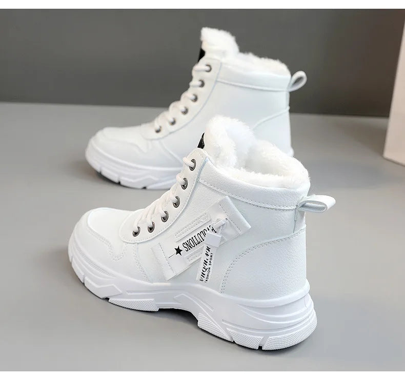 zapatos de mujer Designer Sneakers for Women Casual High Top Shoes Womens Winter Plush Lined Warm Thick Lace-up Sports Shoes